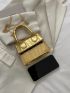 Mini Metallic Crocodile Embossed Chain Flap Square Bag