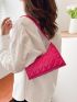 Neon-pink Quilted Detail Baguette Bag