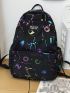 Letter Graphic Patch Decor Functional Backpack With Bag Charm