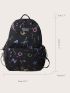 Letter Graphic Patch Decor Functional Backpack With Bag Charm