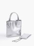 Mini Metallic Double Handle Square Bag With Coin Purse