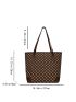 Geometric Pattern Contrast Binding Shoulder Tote Bag