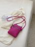 Mini Neon Pink Litchi Embossed Square Bag