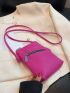 Mini Neon Pink Litchi Embossed Square Bag