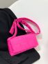 Neon-Pink Quilted Detail Flap Square Bag