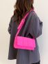 Neon-Pink Quilted Detail Flap Square Bag