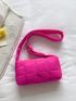 Neon-Pink Quilted Detail Flap Square Bag