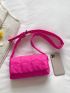 Neon-Pink Quilted Detail Flap Square Bag