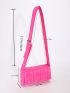 Neon-Pink Quilted Detail Flap Square Bag