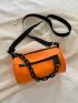 Neon Orange Chain Decor Bucket Bag