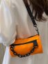 Neon Orange Chain Decor Bucket Bag