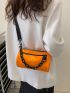 Neon Orange Chain Decor Bucket Bag