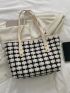 Plaid Pattern Shoulder Tote Bag