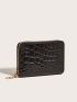 Crocodile Embossed Zipper Around Card Holder