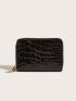 Crocodile Embossed Zipper Around Card Holder