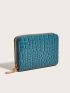 Crocodile Embossed Zipper Around Card Holder