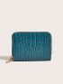 Crocodile Embossed Zipper Around Card Holder