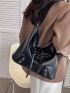 Studded Decor Hobo Bag