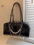 Bead & Chain Decor Shoulder Tote Bag