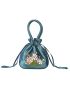 Mini Floral Graphic Drawstring Bucket Bag, Mothers Day Gift For Mom