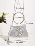 Mini Metallic Rhinestone Decor Top Ring Chain Evening Bag