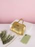 Mini Metallic Snakeskin Embossed Twist Lock Flap Square Bag