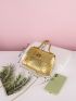 Mini Metallic Snakeskin Embossed Twist Lock Flap Square Bag