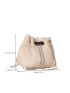 Mini Faux Pearl Decor Chain Straw Bag