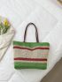 Color Block Double Handle Straw Bag