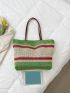 Color Block Double Handle Straw Bag