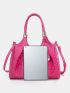 Neon Pink Crocodile Embossed Shoulder Tote Bag