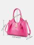 Neon Pink Crocodile Embossed Shoulder Tote Bag