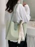 Twilly Scarf Decor Shoulder Tote Bag With Inner Pouch