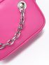 Mini Neon Pink Chain Decor Square Bag With Coin Purse