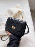 Mini Quilted Detail Twist Lock Flap Square Bag