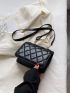 Mini Quilted Detail Twist Lock Flap Square Bag