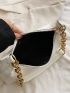 Artificial Patent Leather Chain Baguette Bag