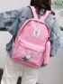 5pcs Cartoon Deer & Letter Graphic Classic Backpack Set