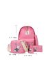 5pcs Cartoon Deer & Letter Graphic Classic Backpack Set