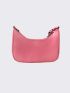 Neon-Pink Ring & Studded Decor Hobo Bag