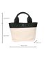 Colorblock Lychee Embossed Top Handle Bag