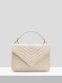 Chevron & Quilted Flap Chain Square Bag