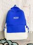 Colorblock Letter Embroidery Design Functional Backpack