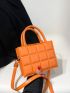 Mini Neon-pink Quilted Double Handle Square Bag