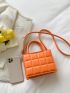 Mini Neon-pink Quilted Double Handle Square Bag