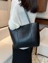 Letter Embossed Shoulder Tote Bag