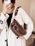 Mini Metal Decor Crocodile Embossed Waist Bag