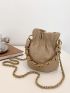 Mini Stitch Detail Chain Bucket Bag