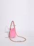 Mini Letter Graphic Stitch Detail Ruched Detail Chain Bucket Bag