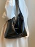 Artificial Patent Leather Minimalist Hobo Bag